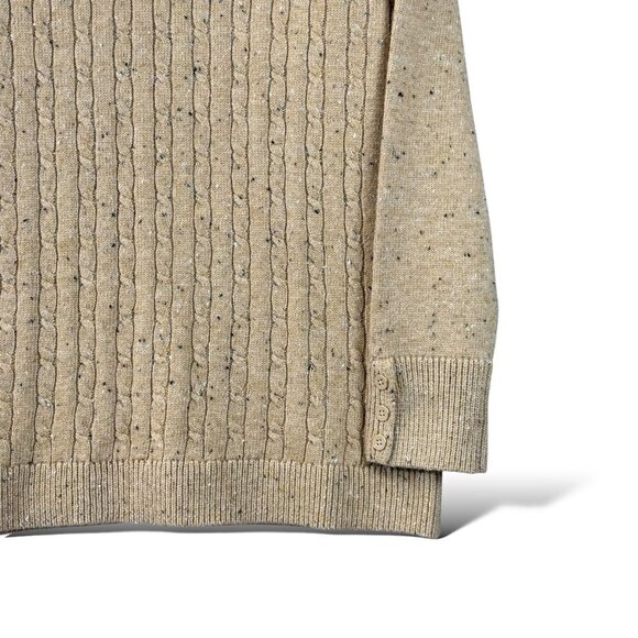 Talbots Sweater Womens Plus Petite Sz Xp Beige Speckle Cable Knit Button Sleeve - Picture 5 of 11